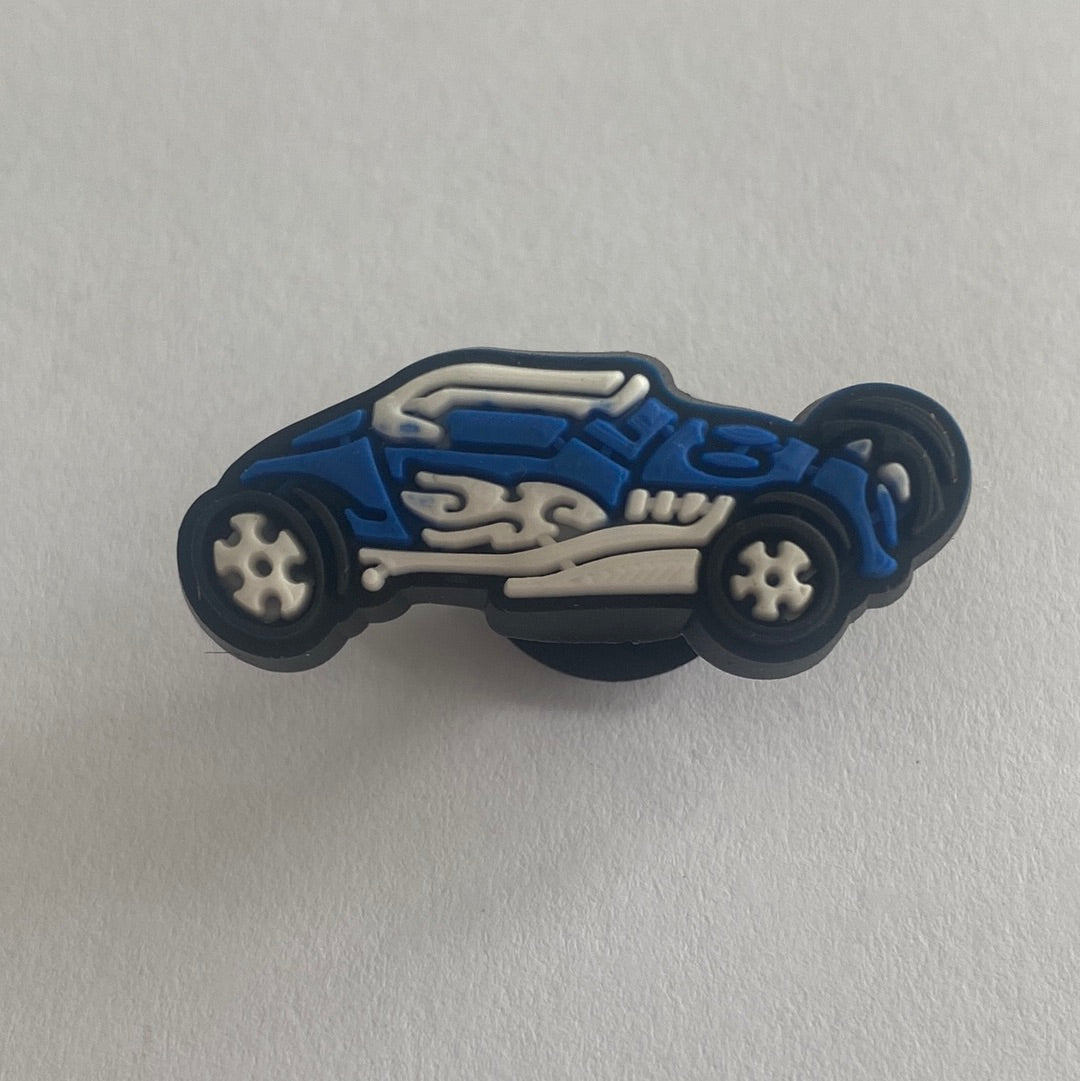 Blue and White Racing Car