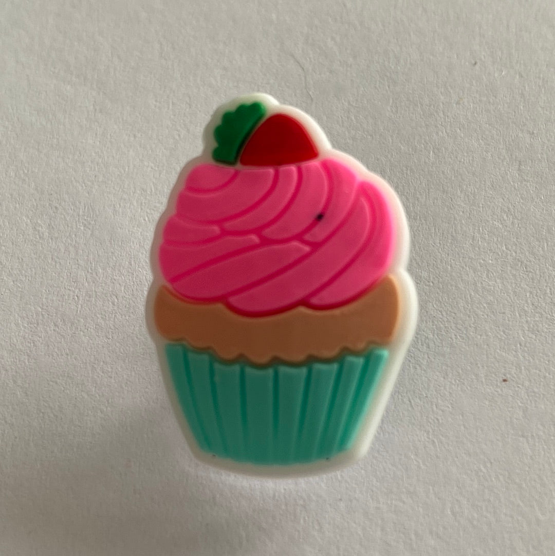 Pink Iced Cupcake with Cherry on Top