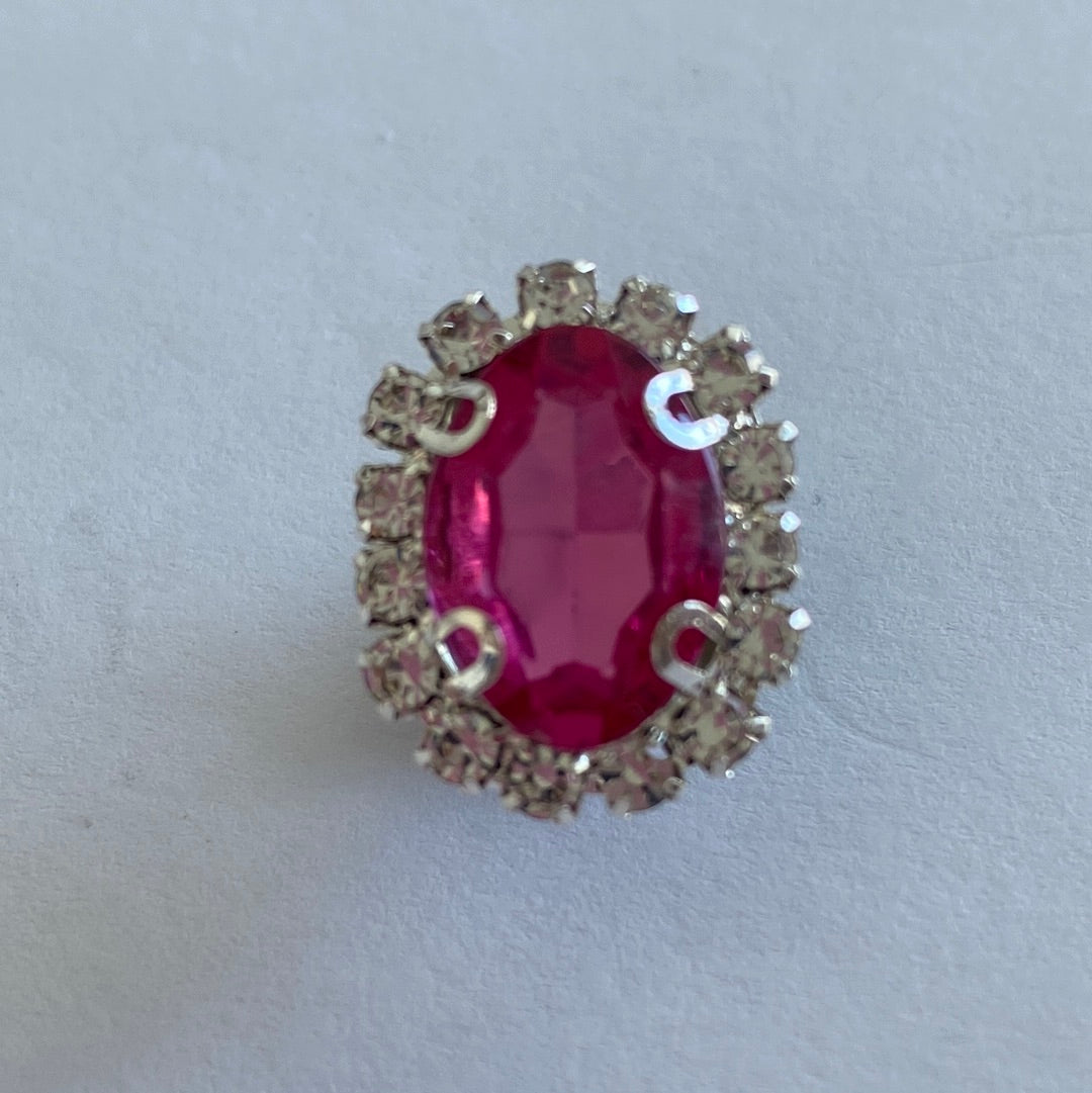 Oval Rhinestone - Hot Pink