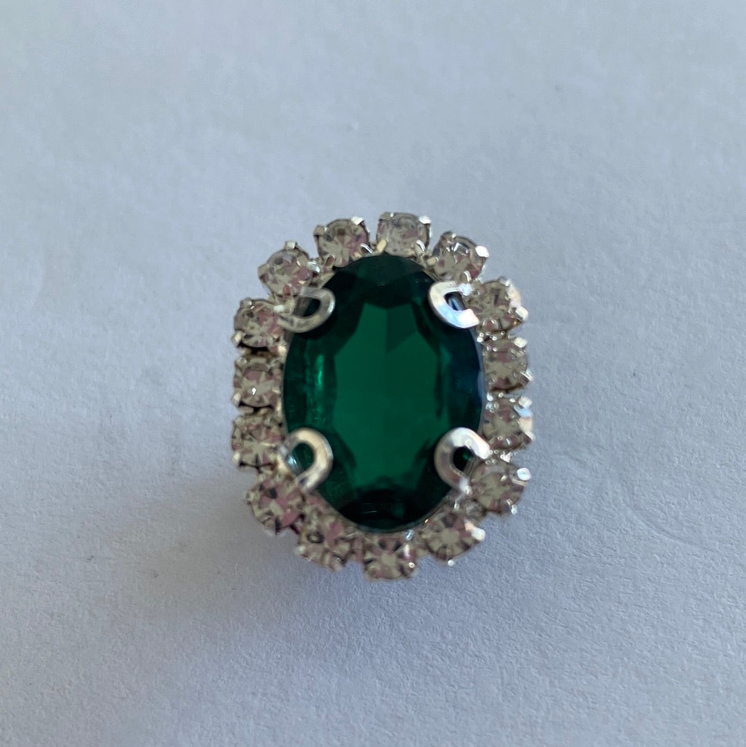 Oval Rhinestone - Emerald Green