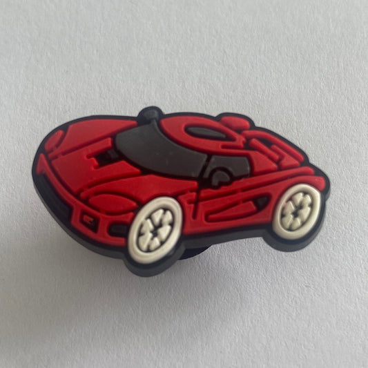 Red Sports Car, White Wheels