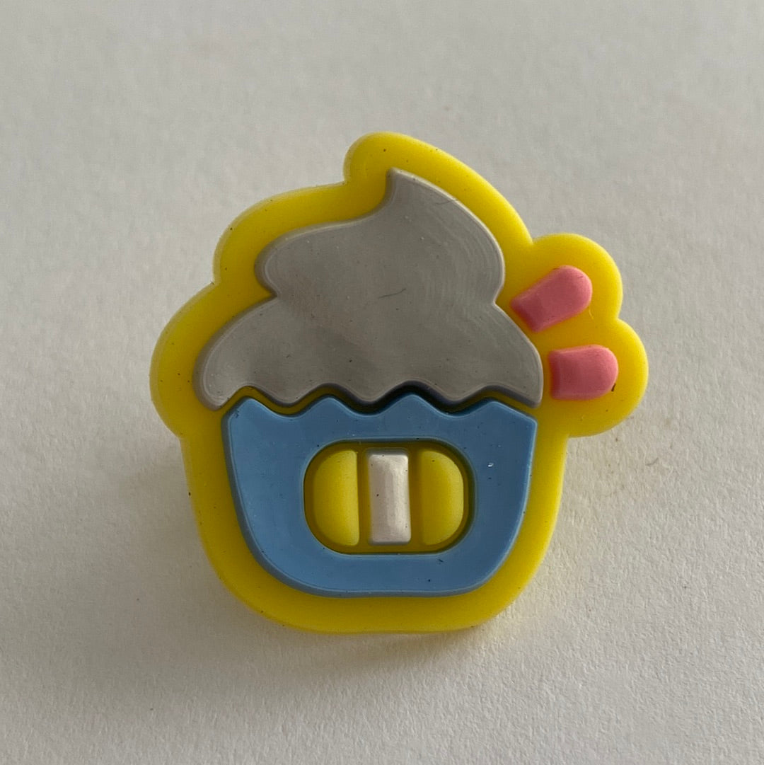 Yellow, Blue and Grey Cupcake