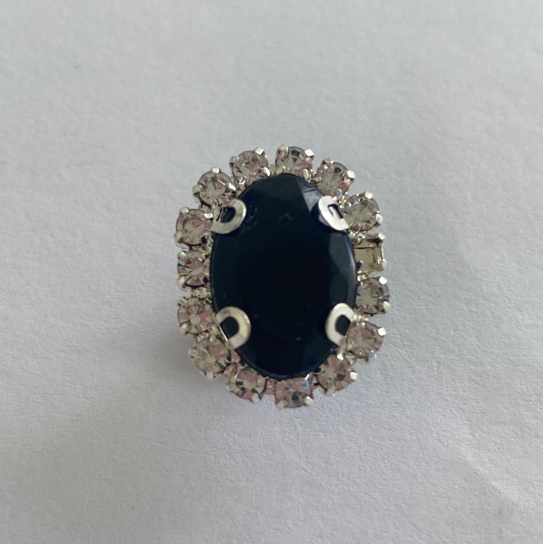 Oval Rhinestone - Noir