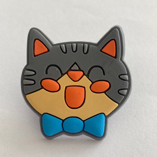 Grey and Tan Cat Face with Bow