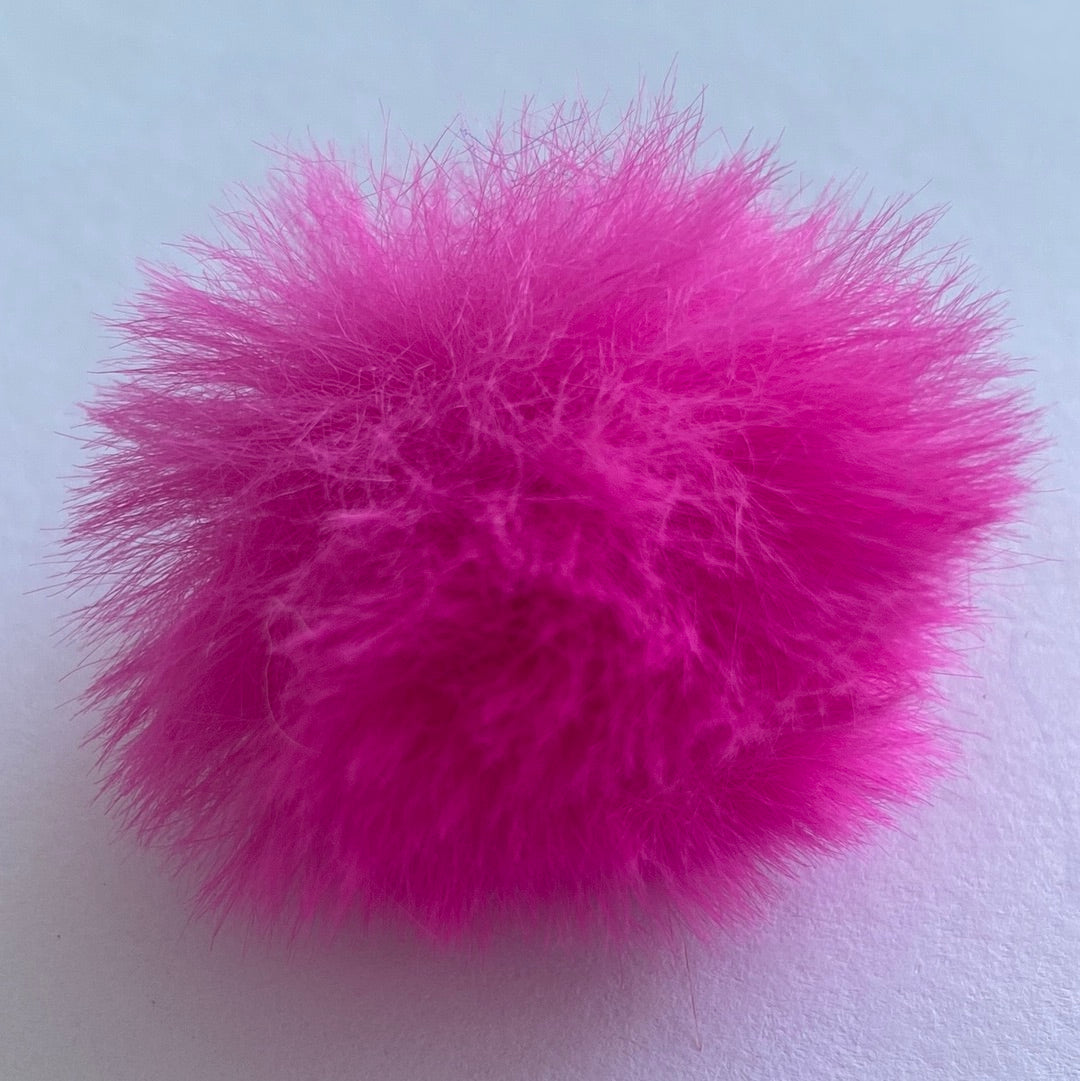 Faux Rabbit Fluff Ball - Hot Pink