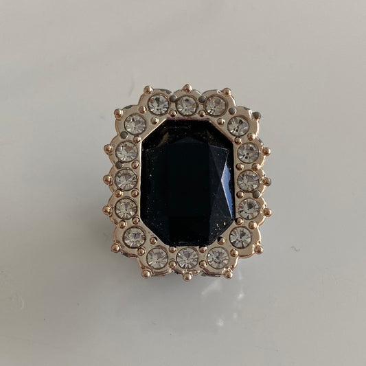 Rectangular Black Rhinestone Gem