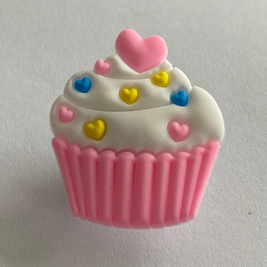 Iced Cupcake with Heart Sprinkles