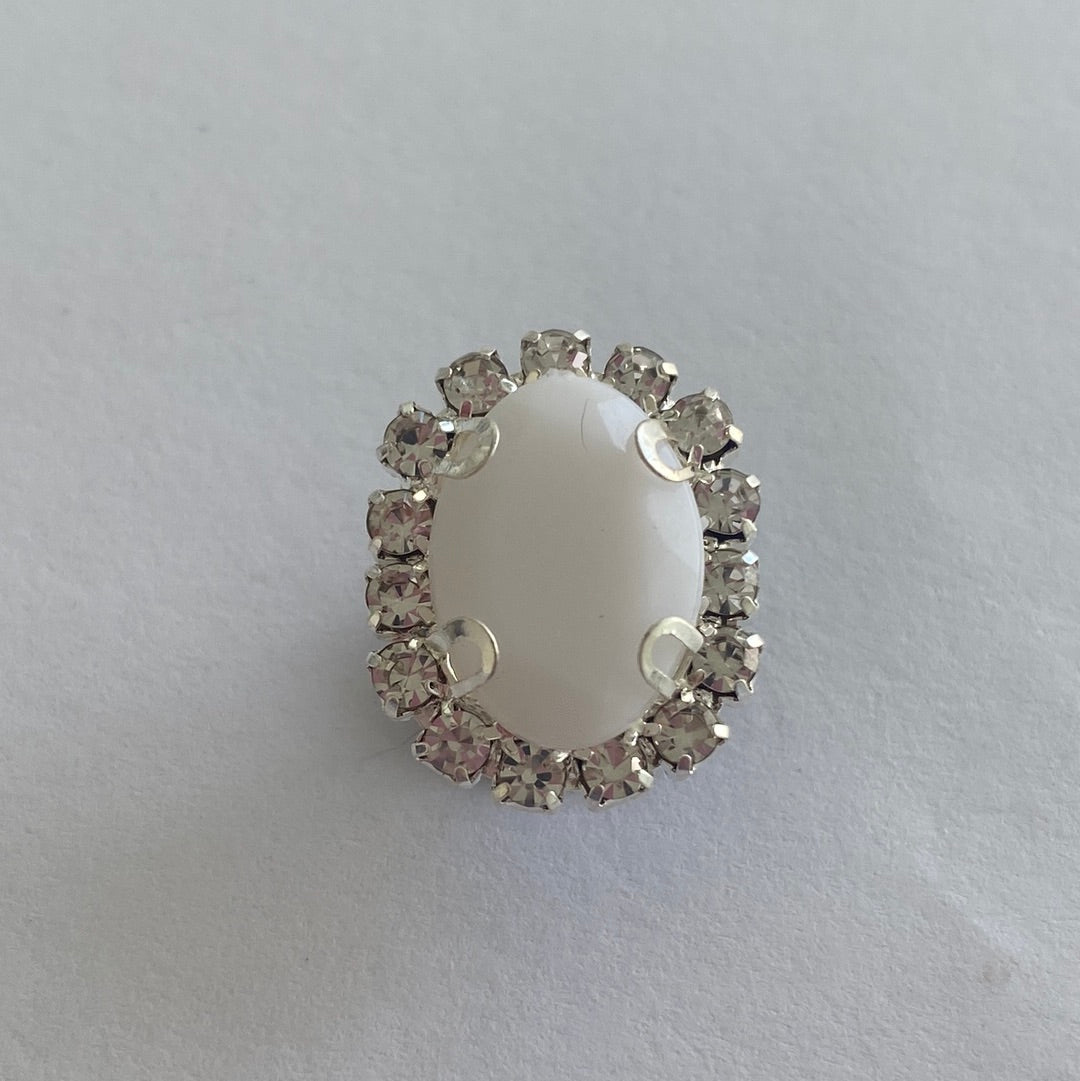 Oval Rhinestone - Blanc